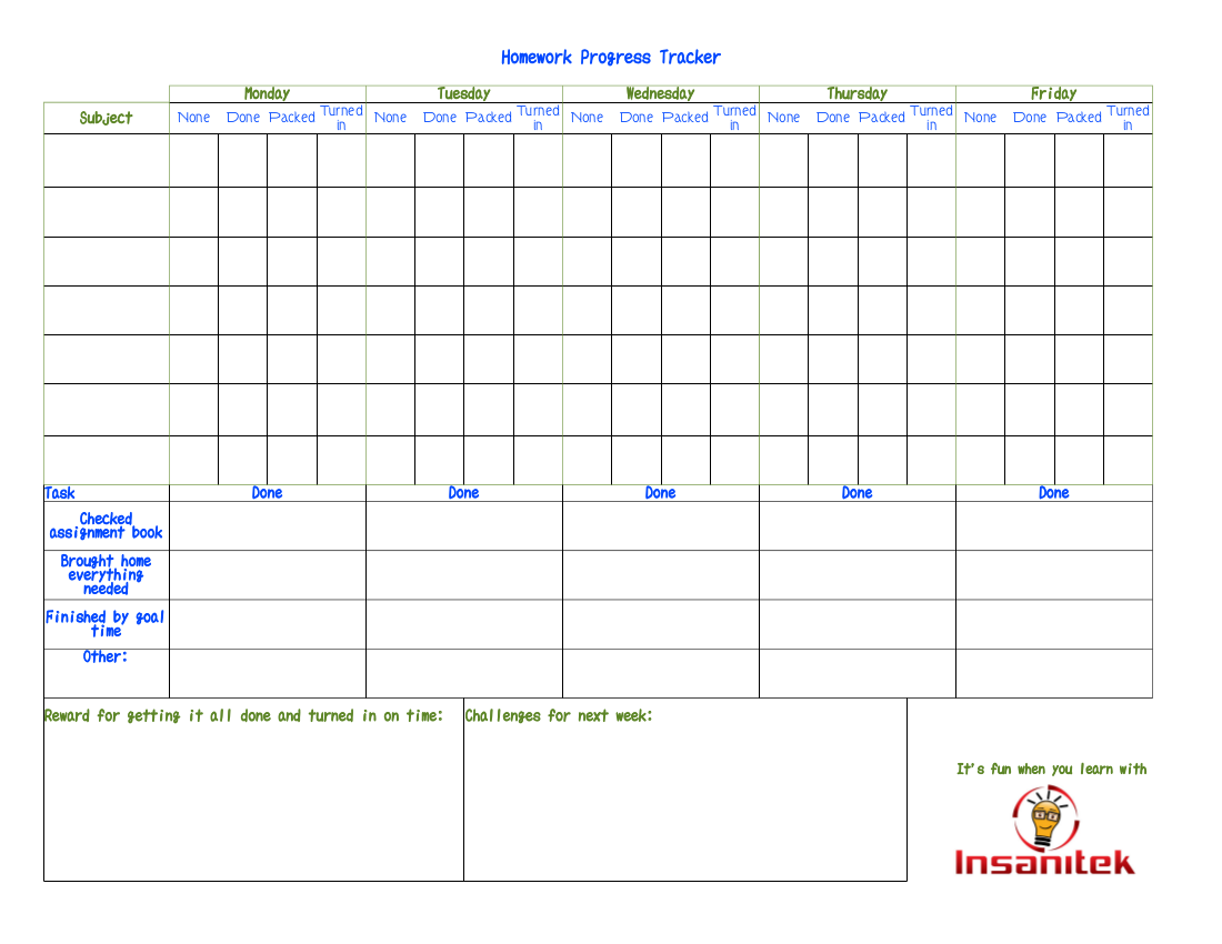 Homework Progress Tracker