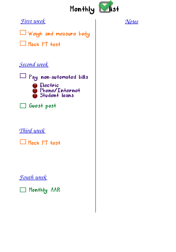 ARC Junior Monthly Layouts