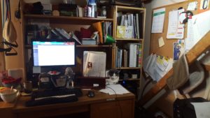 My office at the time of writing this post is a glorious mess -- and more organised than usual.