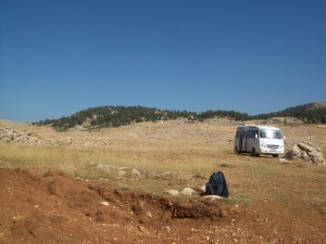 This van held debating 6 archaeologists, two geologists, a publicist, and a Turkish government official while digging soil trenches around Rough Cilicia, southern Turkey.